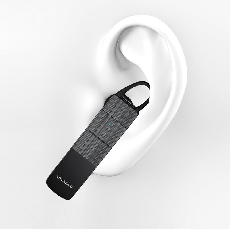 USAMS USAMS-BT2 Wireless Bluetooth Single Ear Earphone HiFi Sound Hands-free Call Earhook Headphone Brushed Style USAMS USAMS-BT2 Wireless Bluetooth Single Ear Earphone HiFi Sound Hands-free Call Earhook Headphone Brushed Style